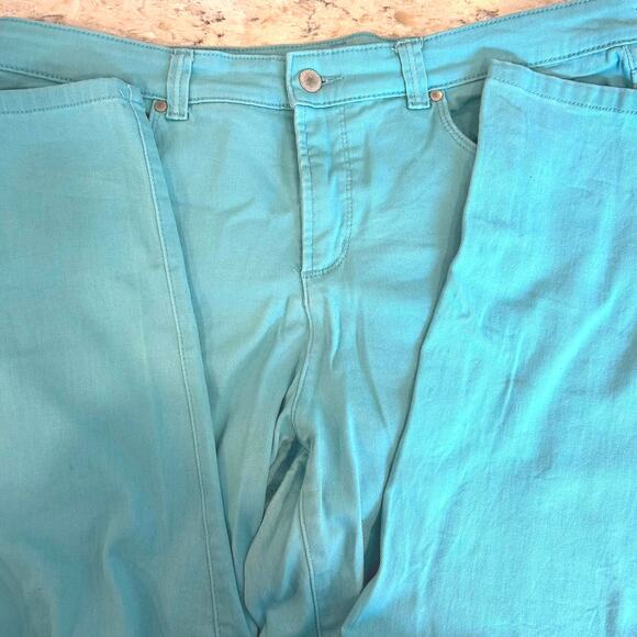 Charter Club Pants- size 16-turquoise stretch, skinny ankle, summer spring - Picture 1 of 6